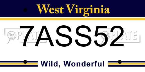 7ASS52 West Virginia License Plate