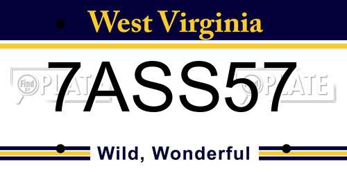 7ASS57 West Virginia License Plate