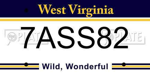 7ASS82 West Virginia License Plate