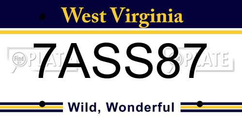 7ASS87 West Virginia License Plate