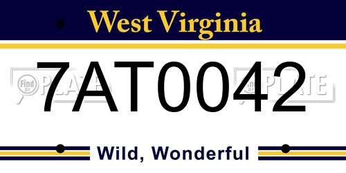 7AT0042 West Virginia License Plate