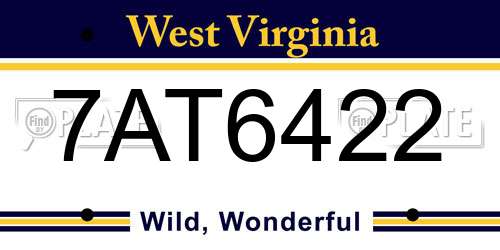 7AT6422 West Virginia License Plate