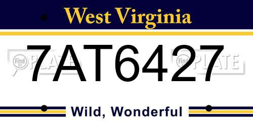 7AT6427 West Virginia License Plate