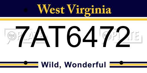 7AT6472 West Virginia License Plate