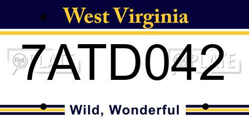 7ATD042 West Virginia License Plate