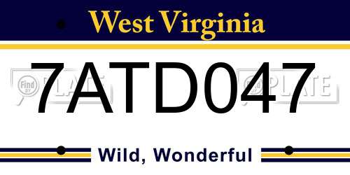 7ATD047 West Virginia License Plate