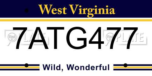 7ATG477 West Virginia License Plate