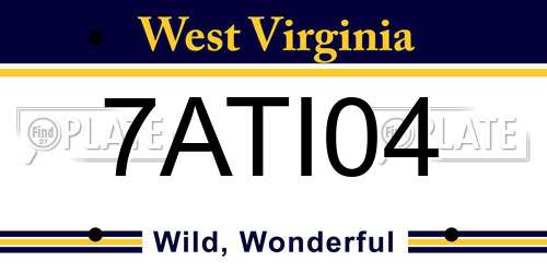 7ATI04 West Virginia License Plate