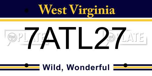 7ATL27 West Virginia License Plate