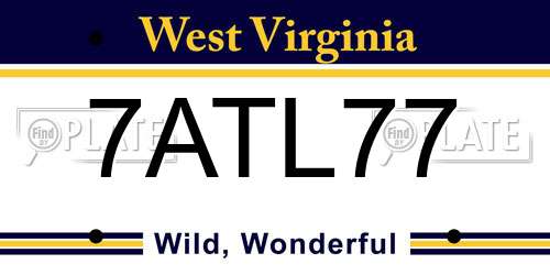 7ATL77 West Virginia License Plate