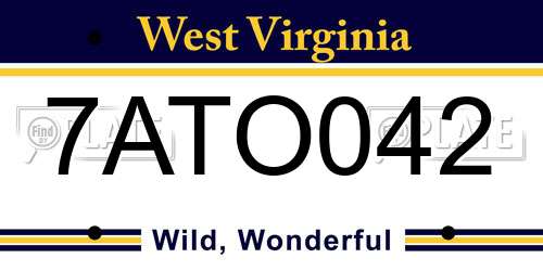 7ATO042 West Virginia License Plate