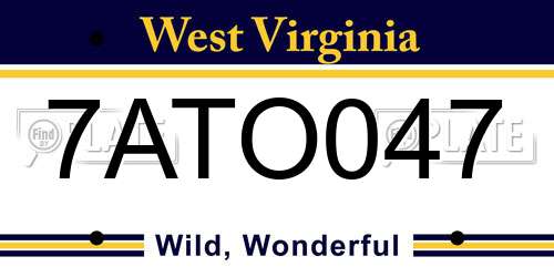 7ATO047 West Virginia License Plate
