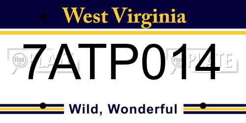 7ATP014 West Virginia License Plate
