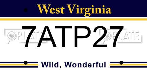 7ATP27 West Virginia License Plate