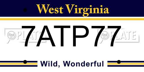 7ATP77 West Virginia License Plate