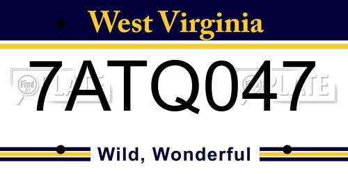 7ATQ047 West Virginia License Plate