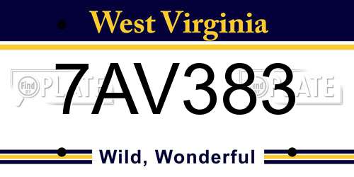 7AV383 West Virginia License Plate