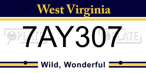 7AY307 West Virginia License Plate