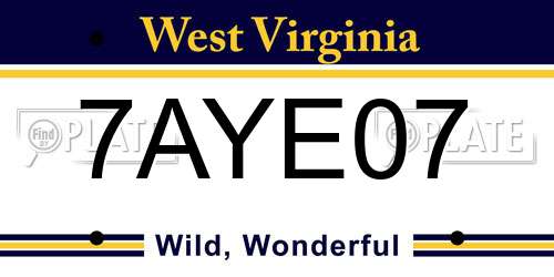 7AYE07 West Virginia License Plate