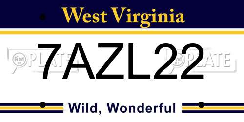 7AZL22 West Virginia License Plate