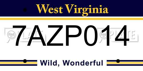 7AZP014 West Virginia License Plate