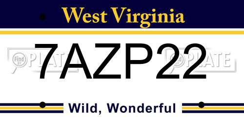 7AZP22 West Virginia License Plate