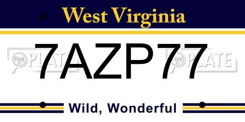 7AZP77 West Virginia License Plate