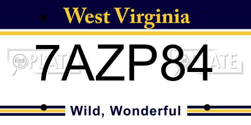 7AZP84 West Virginia License Plate