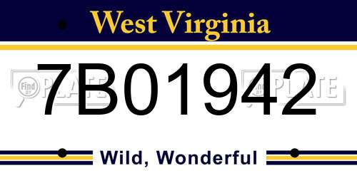 7B01942 West Virginia License Plate
