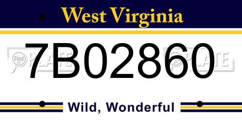 7B02860 West Virginia License Plate