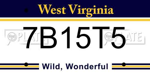 7B15T5 West Virginia License Plate