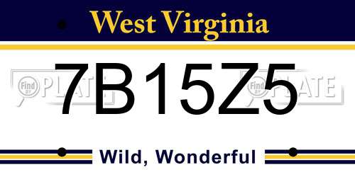 7B15Z5 West Virginia License Plate