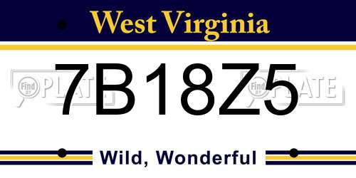 7B18Z5 West Virginia License Plate