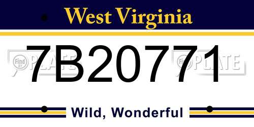 7B20771 West Virginia License Plate