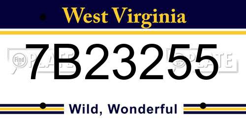 7B23255 West Virginia License Plate