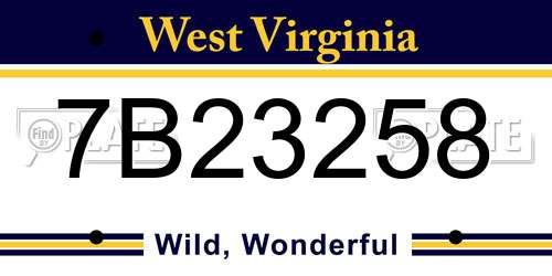 7B23258 West Virginia License Plate