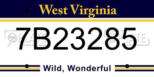 7B23285 West Virginia License Plate