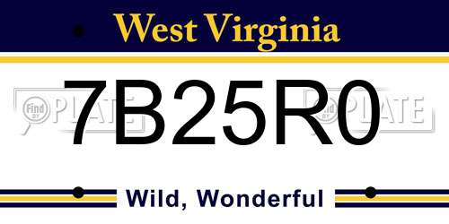 7B25R0 West Virginia License Plate
