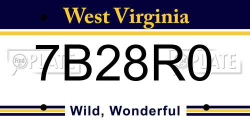 7B28R0 West Virginia License Plate