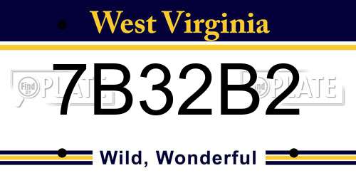 7B32B2 West Virginia License Plate