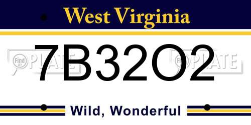 7B32O2 West Virginia License Plate