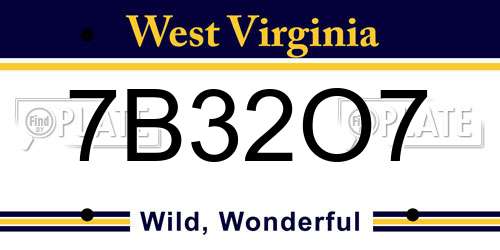 7B32O7 West Virginia License Plate