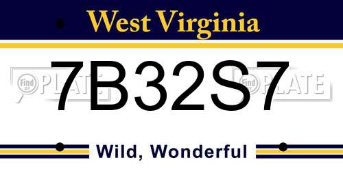 7B32S7 West Virginia License Plate