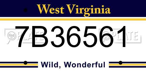 7B36561 West Virginia License Plate