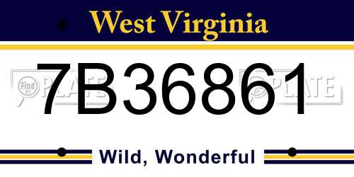 7B36861 West Virginia License Plate