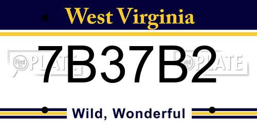 7B37B2 West Virginia License Plate