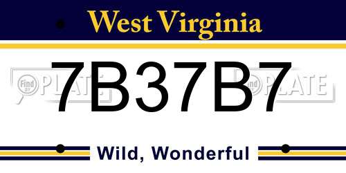 7B37B7 West Virginia License Plate