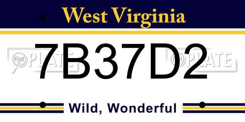 7B37D2 West Virginia License Plate