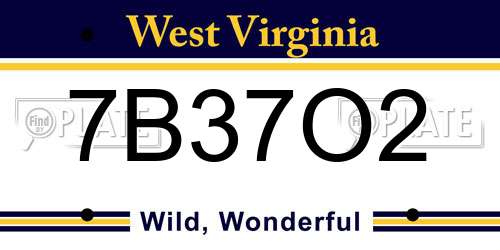 7B37O2 West Virginia License Plate