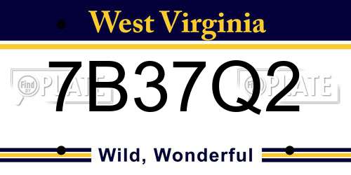 7B37Q2 West Virginia License Plate